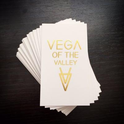 NEW Vega of the Valley logo & business cards! Gotta go with the GOLD and SHINE!