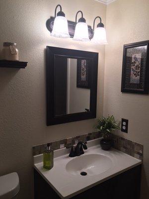 Sink, Mirror, Light Fixture and Cabinet Installation