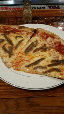 My three slices with anchovies.