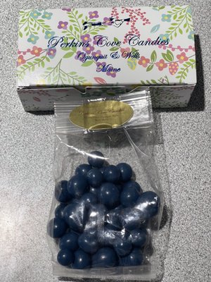 Box of yummy treats and chocolate covered blueberries