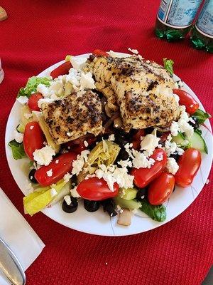 This is a copycat Sharky's Boathouse Salad with Black Grouper purchased at CFD.  Turned out great!