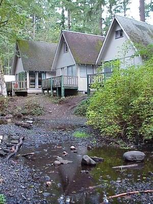 Camp isn't complete without  cabins overlooking the creek