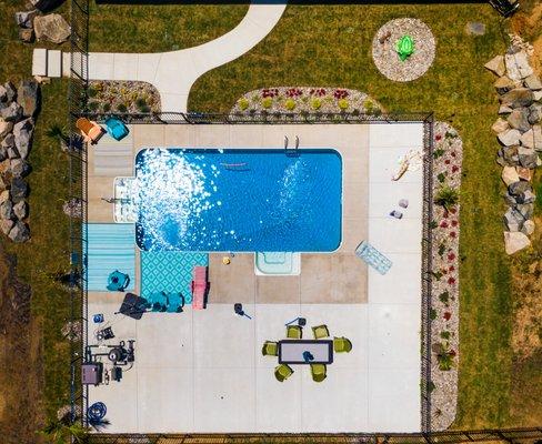 This view shows the pool paradise project from overhead to allow one to see the whole layout.