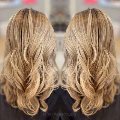 Blonde highlights balayage