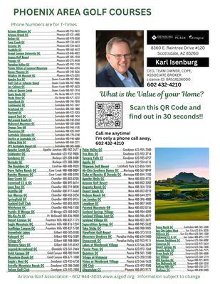 Back side of Postcard has local Golf Courses and phone numbers for t-times. Fantastic way to capture leads.