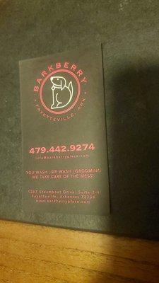 Card showing this is not Bark n Paws. Same address and number yet still piggybacking on the prestige that Bark n Paws took years to build