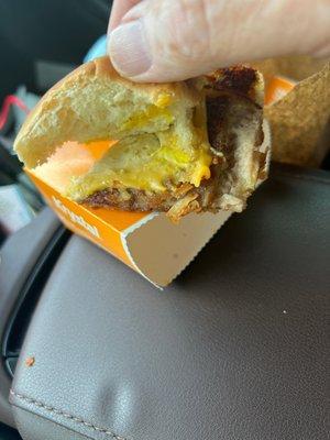 Purely disgusting old hamburger.