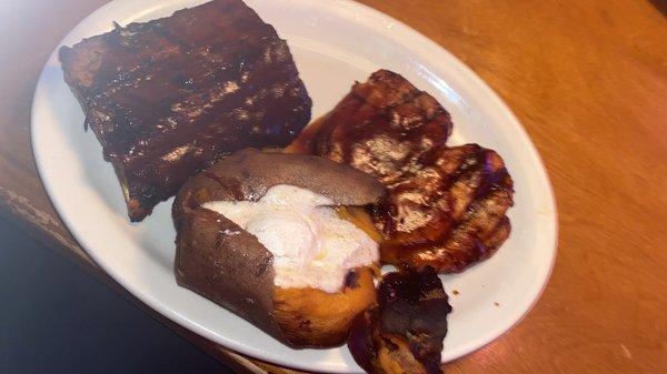 Rib & chicken combo with sweet potato