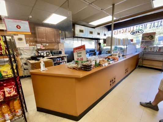 Front counter with view of open grill