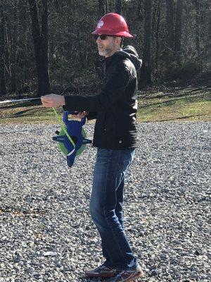 IT guy Joel rolling up his sleeves and getting out on the field