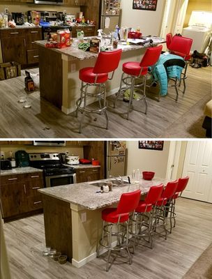 Before and after pictures of a Kitchen clean