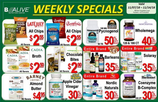 Weekly Specials 11/07 - 11/14. Have a great week everyone :)