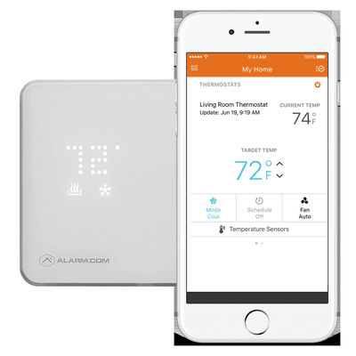 Our thermostat allows you to increase your comfort level while saving on energy costs at the same time. Control by your app or alarm panel.