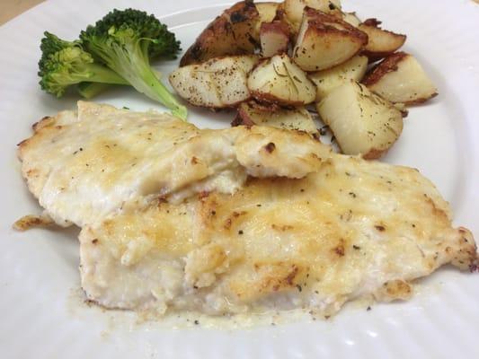 Horse Radish Mayo Crusted Sea Bass w/ Herbed Potatoes