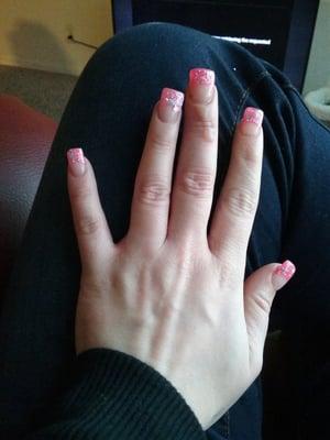 My pink sparkley tips