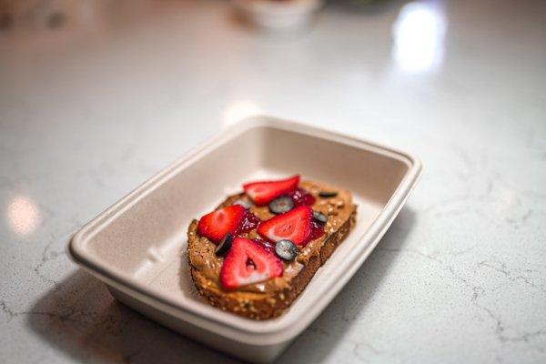 Almond Butter and Strawberry Jam Toast. A breakfast version of the PB&J!