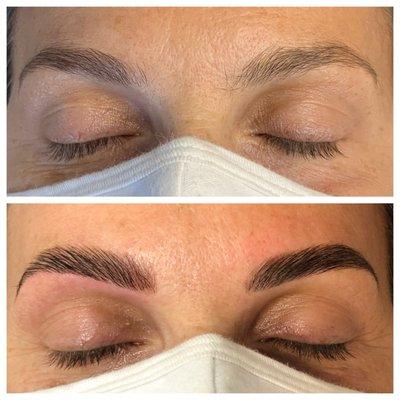 Eyebrow Lamination Wax and Tint - Before and After