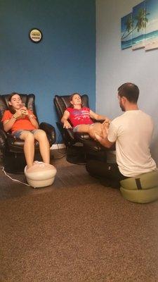 Foot spa services - massaging recliners, foot soak and foot massage