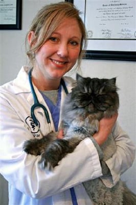 Dr. Campbell and clinic cat Lovebug