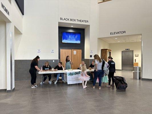 Very organized check in/out table.