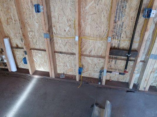 1A - May 2019) Rough electrical wiring in a accessory dwelling unit (ADU) in Berkeley.