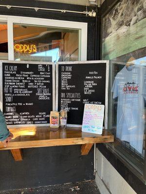 Menu at the walk-up order window