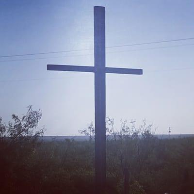 Cross as you are driving from Midland 349..it's 17 miles to Rankin when you see this beautiful reminder of loves ultimate sacrifice.