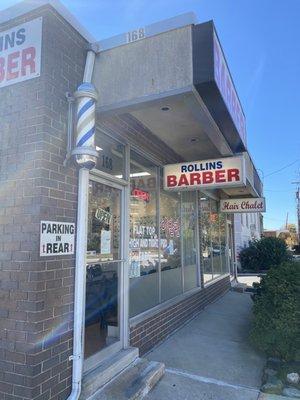 Front door - you know what it is by the barber pole!