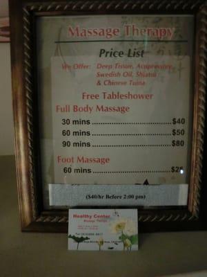 price list