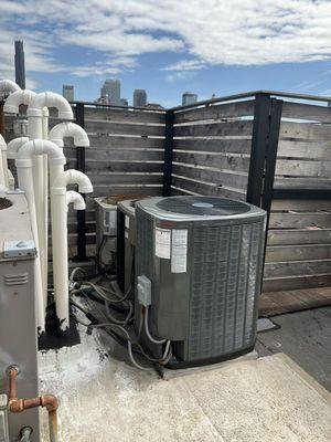 Central AC condenser on the roof.