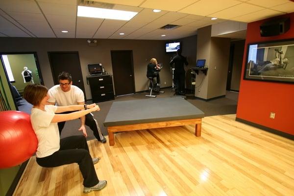 Our second rehab and training studios located off of the Chiropractic and Massage treatment rooms.