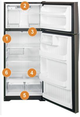 Top freezer refrigerator model tag location