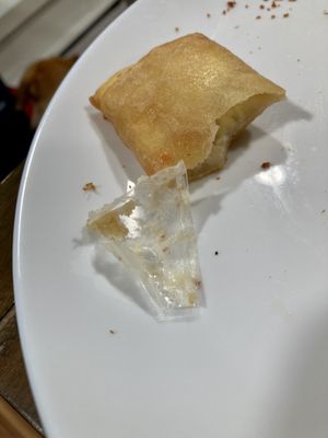 Not-so-tasty filling from crab rangoon.