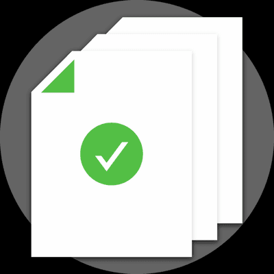 Documents with green checkmark