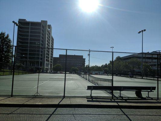 Sun drenched tennis courts