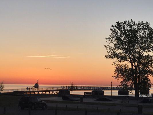 Sunrise Side at the pier in Oscoda just steps away from Garden View Coffee Mill.