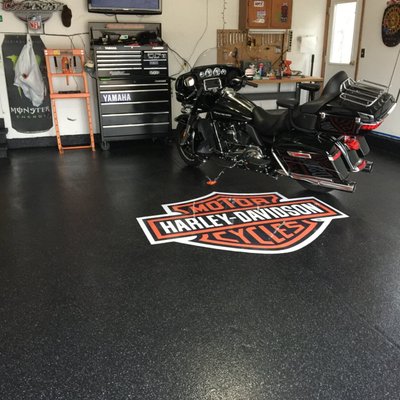 Harley-Davidson Theme Garage Floor.