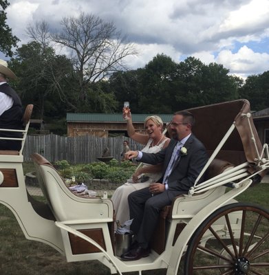 Horse drawn carriage ride with our champagne toast.