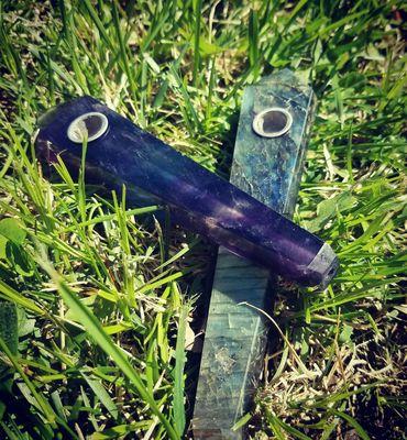 Labradite & Fluorite Crystal pipes