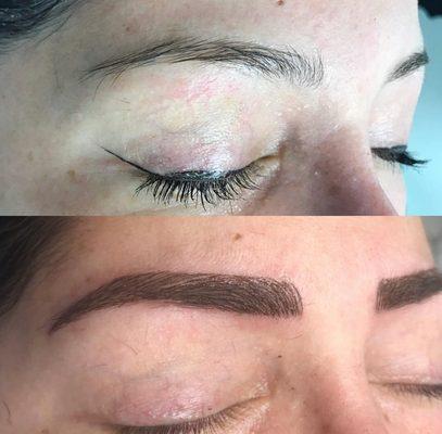 Microblanding. Cejas pelo a pelo