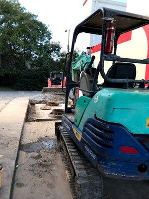 This is installing a grease trap