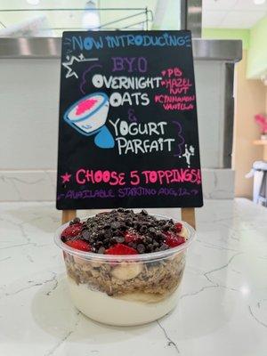 New items: BYO Overnight Oats and Yogurt Parfait.