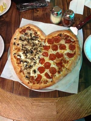 Heart shaped pizza