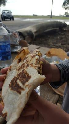 Asada quesadilla mAde in a huge flour tortilla!!!