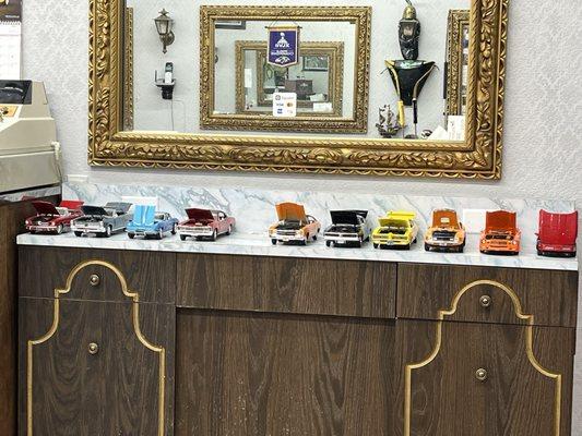 Classic model car collection.