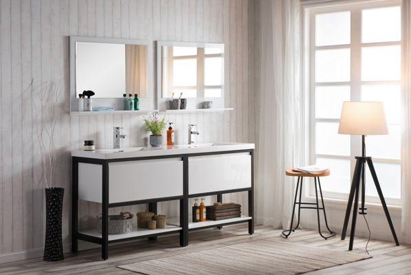 Lake Series - Modern Vanity with Metal Frame ( available in different standard sizes )