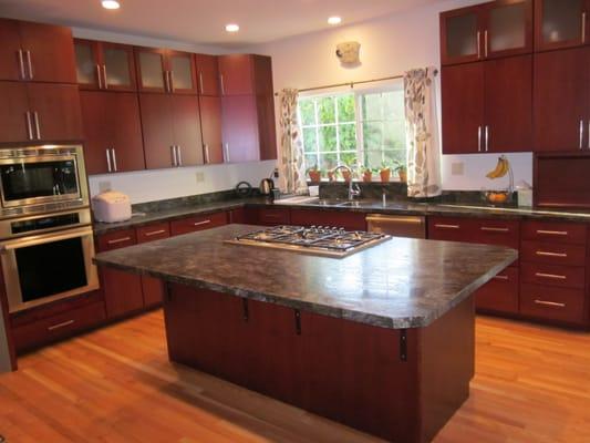 Large Peninsula in a custom kitchen.