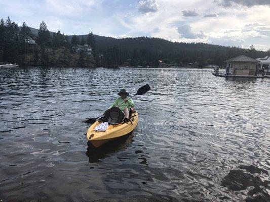 John on kayak in Spokane River