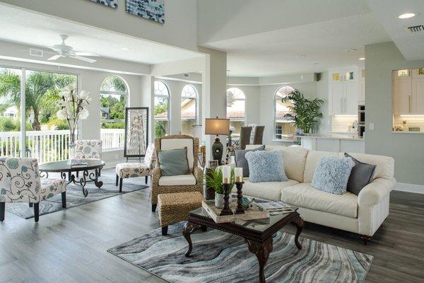 Waterfront home gathering area