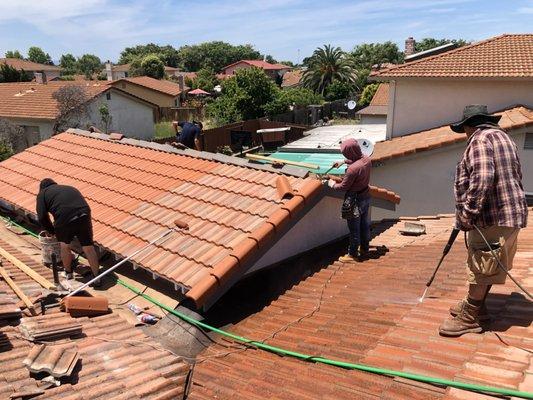 Clay Tile Roof Installation.